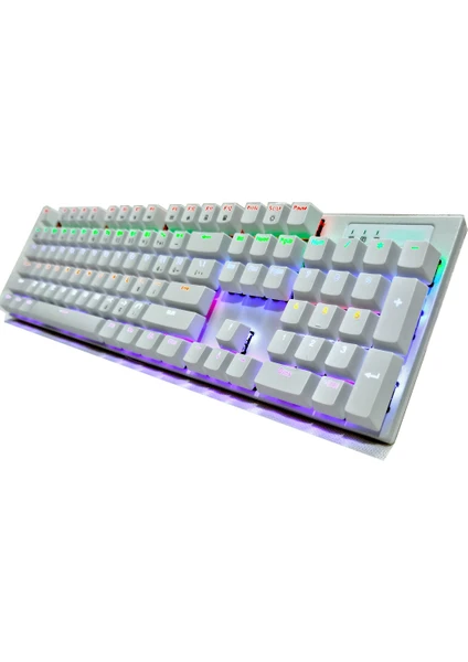 Mk-11 Beyaz Mekanik Gaming Klavye - Blue Switch - RGB Aydınlatmalı -Kablolu