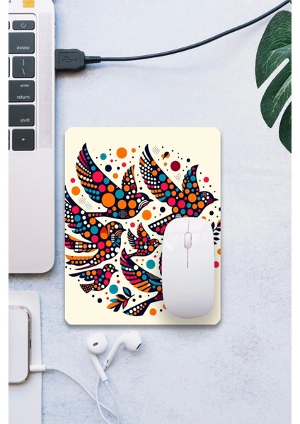 Sonictouch Renkli Kuşlar Pürüzsüz Yüzey Kaymaz Taban Dikişsiz Kenar Gamer Oyuncu Mouse Pad 19X23CM