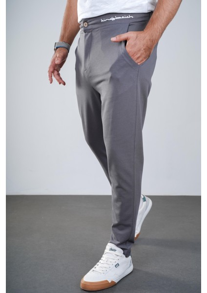 Kingbrich Beli Lastikli Baskılı Cepli Slim Fit Kalıp Erkek Alt Eşofman