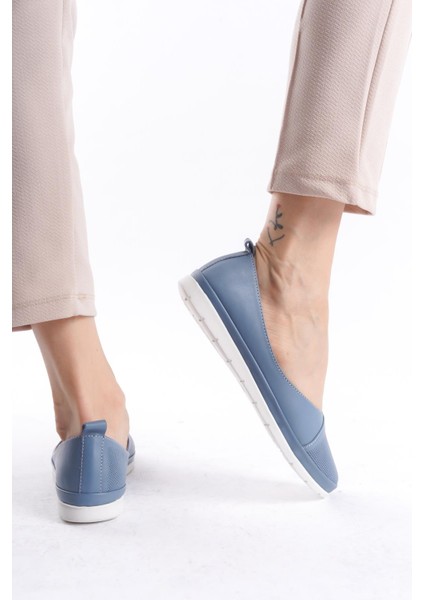 Kadın Deri Babet Yuvarlak Burun Düz Taban Rahat Günlük Babet modelleri