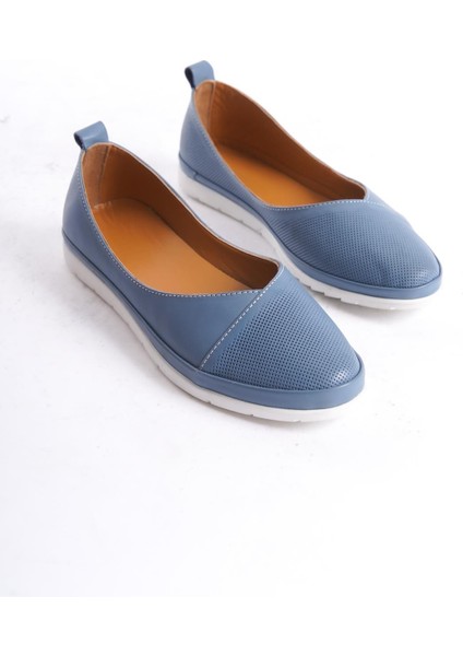 Kadın Deri Babet Yuvarlak Burun Düz Taban Rahat Günlük Babet fırsatları