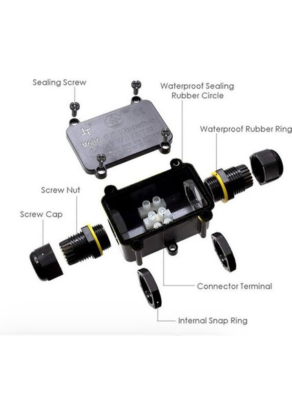 Dış Mekan Bağlantı Kutusu Suya Dayanıklı IP66 Elektrik Kablosu Konnektör Kutusu 2 3 Yollu Jessica (Yurt Dışından) indirimleri