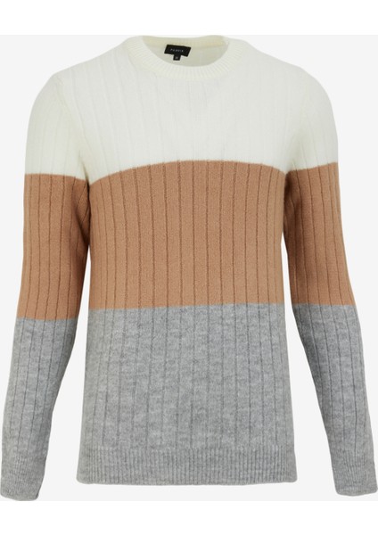 Bisiklet Yaka Basic Düz Ekru Erkek Kazak F4WM-KZK 2597