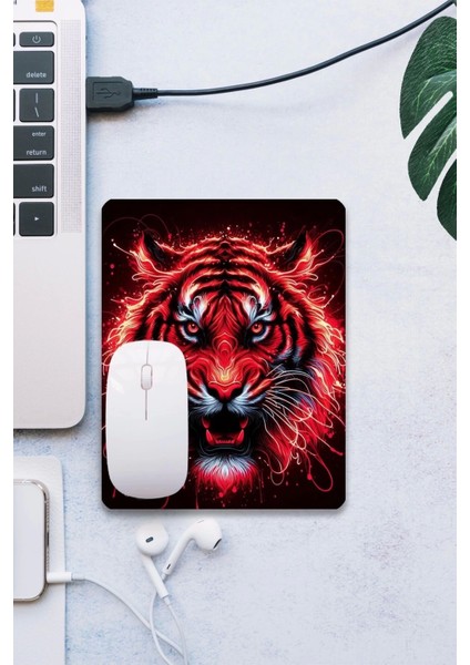 Sonictouch Kırmızı Neon Kaplan Pürüzsüz Yüzey Kaymaz Taban Dikişsiz Kenar Gamer Oyuncu Mouse Pad 19X23CM