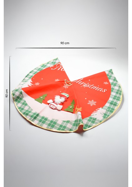 Premium Lüx Ağaç Örtüsü 90*90 Cm Yeşil-Kırmızı
