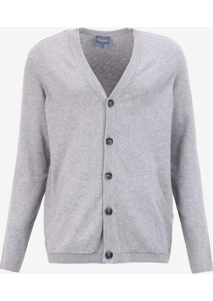Gri Erkek V Yaka Standart Fit Hırka D4WM-HRK3951