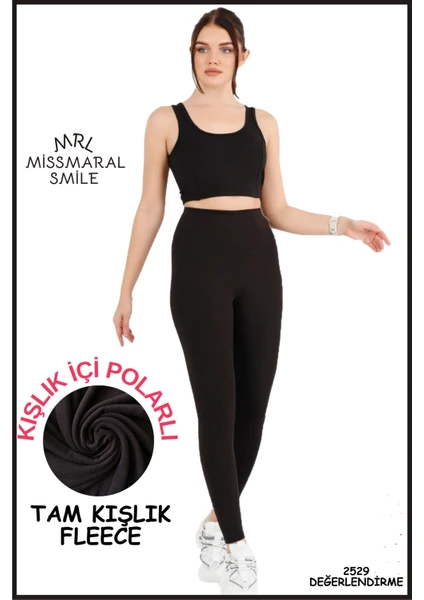 Miss Maral Kadın Kışlık Içi Polarlı Siyah Yüksek Bel Toparlayıcı Tayt Curve High Waist Fleece Winter 11024