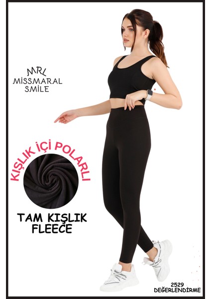 Kadın Kışlık Içi Polarlı Siyah Yüksek Bel Toparlayıcı Tayt Curve High Waist Fleece Winter 11024