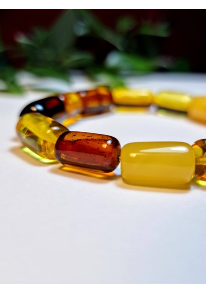 Damla Kehribar Litvanya Boru Kesim Doğal Taş Bileklik modelleri