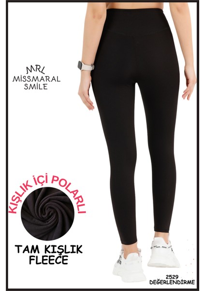 Kadın Kışlık Içi Polarlı Siyah Yüksek Bel Toparlayıcı Tayt Curve High Waist Fleece Winter 11024 modelleri