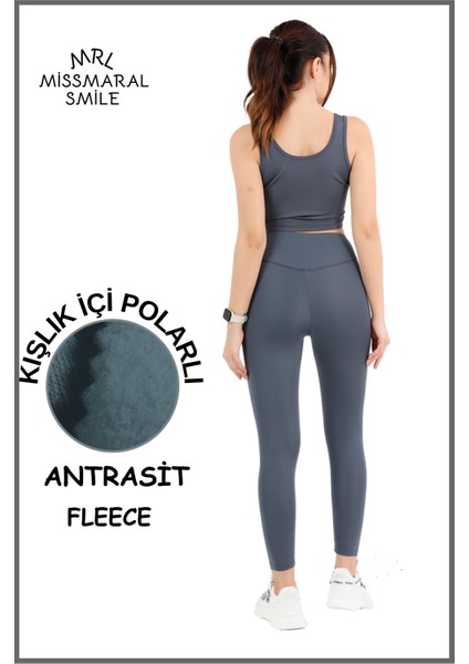 Kadın Kışlık Içi Polarlı Antrasit Yüksek Bel Toparlayıcı Tayt Curve High Waist Fleece Winter 11024 modelleri