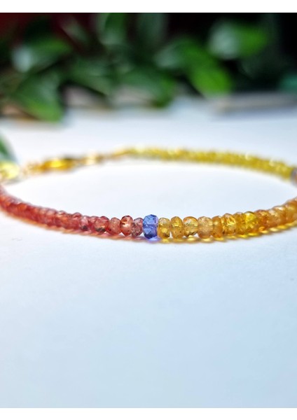 Sarı Nar Çiçeği Turuncu Safir Tanzanit Mücevher Bileklik