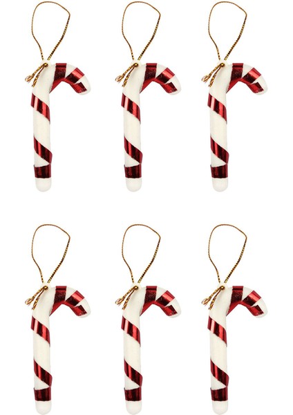 6lı Şeker Kamışı Yılbaşı Süs 11cm modelleri