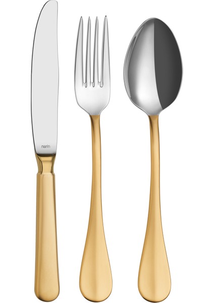 - Baget Serisi - Mat Altın - 30 Parça Çatal Kaşık Bıçak Takımı