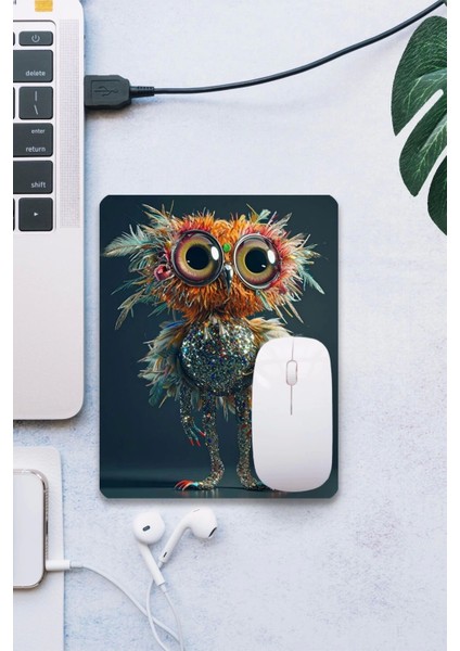 Sonictouch Kokoş Baykuş Pürüzsüz Yüzey Kaymaz Taban Dikişsiz Kenar Gamer Oyuncu Mouse Pad 19X23CM