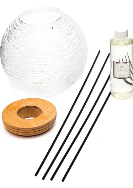 Elegance Yuvarlak Cam Hanımeli Oda Kokusu&vazo