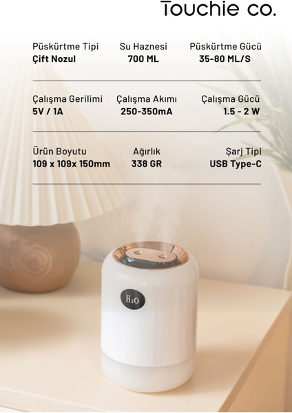 Co. Hava Nemlendirici 700 ml Ultrasonik Buhar Makinesi | Aroma Difüzörü Aroma Terapi Toc 1003 fırsatları