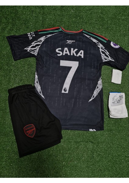 Arsenal 2024/25 Yeni Sezon Bukayo Saka Deplasman Çocuk Forması 4'lü Set (Black)