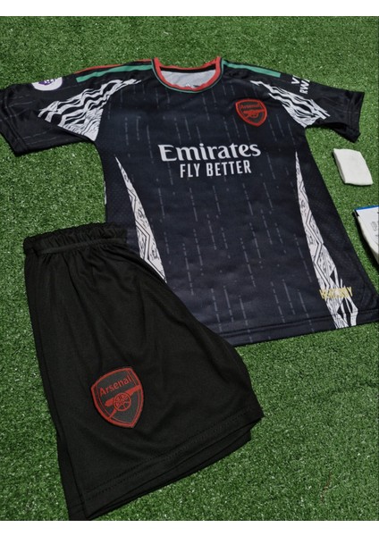 Arsenal 2024/25 Yeni Sezon Bukayo Saka Deplasman Çocuk Forması 4'lü Set (Black)