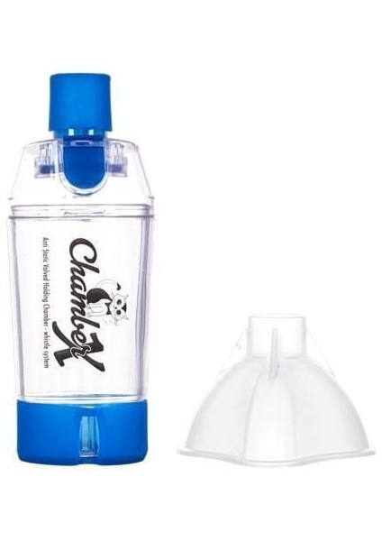 10 Yaş Üstü Çocuklar ve Yetişkinler Için Maskeli ,düdük Sistemli Valfli Inhalasyon Chamberı (Mavi Renk)