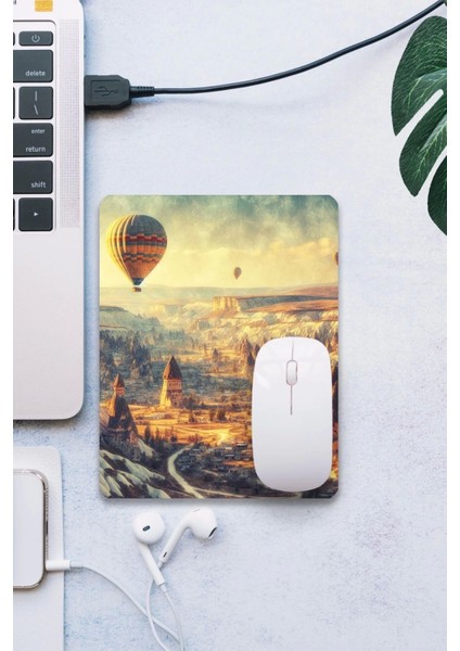 Sonictouch Kapadokya Temalı Pürüzsüz Yüzey Kaymaz Taban Dikişsiz Kenar Gamer Oyuncu Mouse Pad 19X23CM