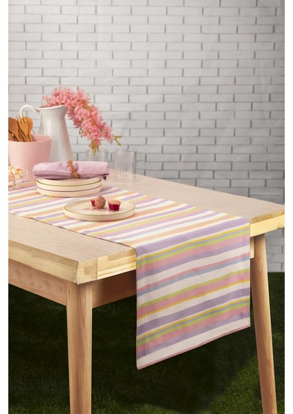 Spring Süet Çizgili Runner 40X140CM