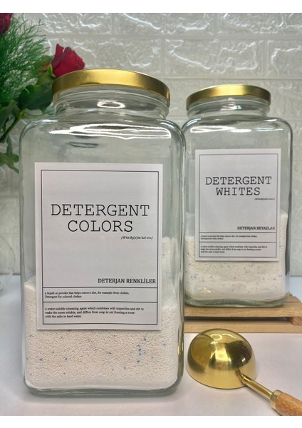 2li 3000ML Gold Metal Kapaklı Beyazlar/renkliler Deterjan Kavanozu modelleri