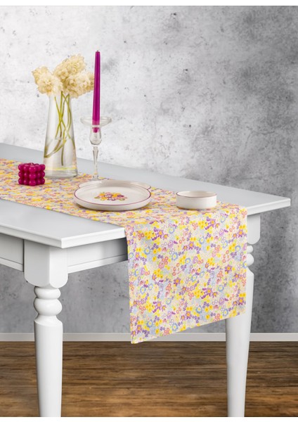 Spring Süet Çiçekli Runner 40X140CM