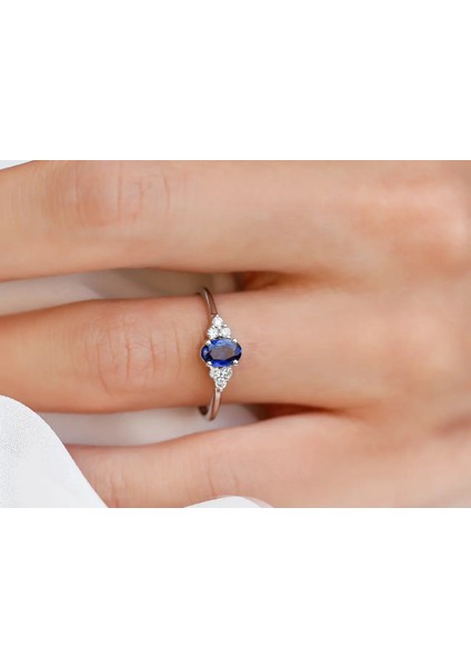 Tasarım Pırlanta Safir Yüzük PY07018