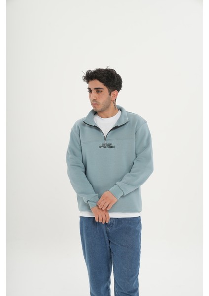 Unisex Pamuklu Içi Polarlı Yarım Fermuarlı Sweathirt modelleri