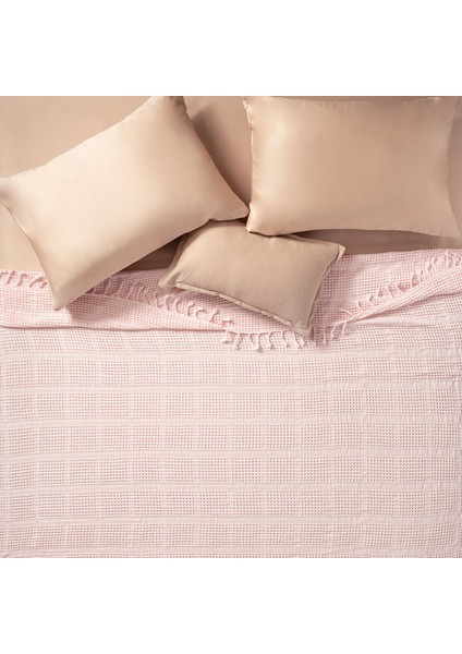 Solıd Çift Kişilik Tencel Pamuk Pike 200x220 Cm Pembe