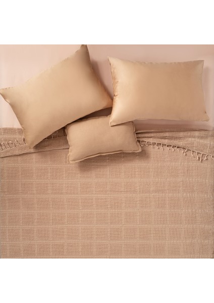 Solıd Tek Kişilik Tencel - Cotton Tencel Pamuk Pike 160x220 Cm Kum Rengı