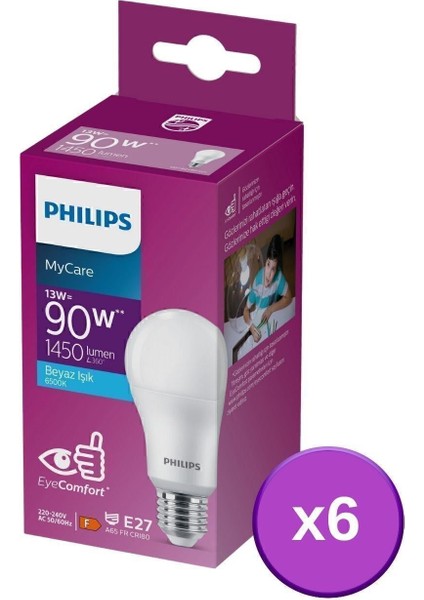 LED 13W Ampul 6500K Beyaz Işık 6'lı
