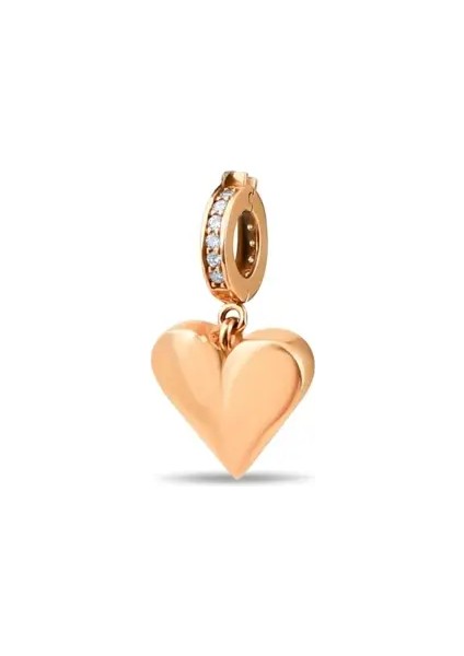 0,08ct Pırlanta Taşlı Kalp Charm - 14 Ayar Rose Altın - S'charm