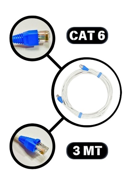 Cat 6 Yüksek Performanslı Ethernet Kablosu 3 m