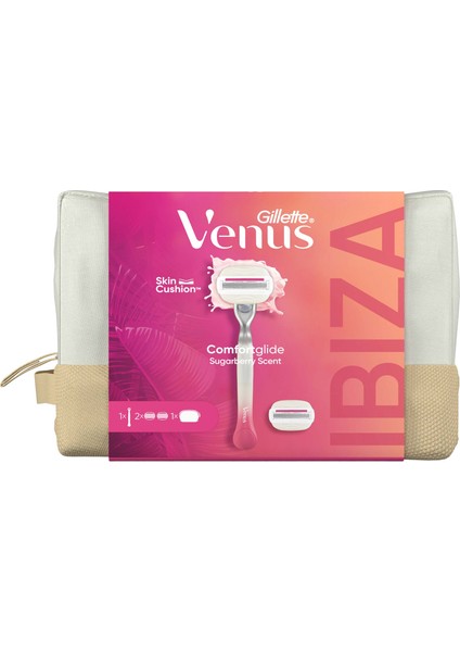 Gillette Venus Comfort Glide Sugarberry Tıraş Makinesi + 1 Adet Başlık + Çanta