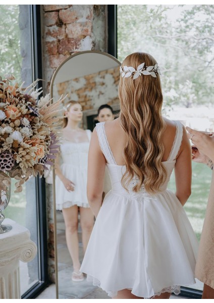 Yaprak Gelin Tacı Yaprak Motifli Helen Gelin Tacı Nikah Tacı Nişan Tacı RAT0108
