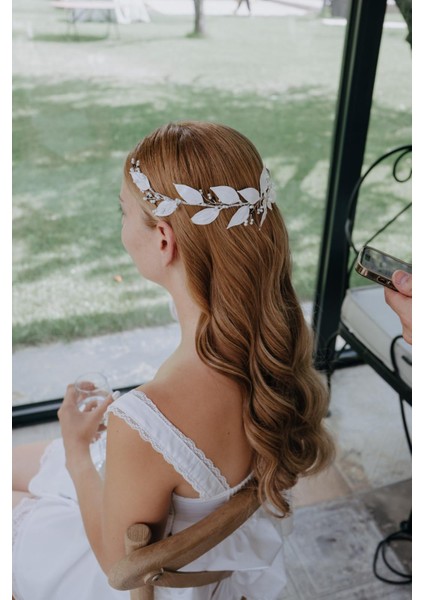 Yaprak Gelin Tacı Yaprak Motifli Helen Gelin Tacı Nikah Tacı Nişan Tacı RAT0108