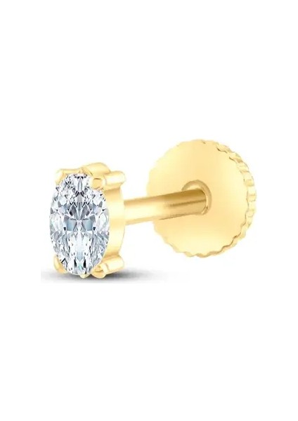 Sole 0,13ct Oval Pırlanta Piercing-Tragus