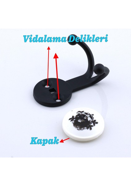 Misket Askı Siyah Dolap Askılık Askılığı Duvar Vestiyer Banyo Mutfak Elbise Kıyafet Askısı Siyah