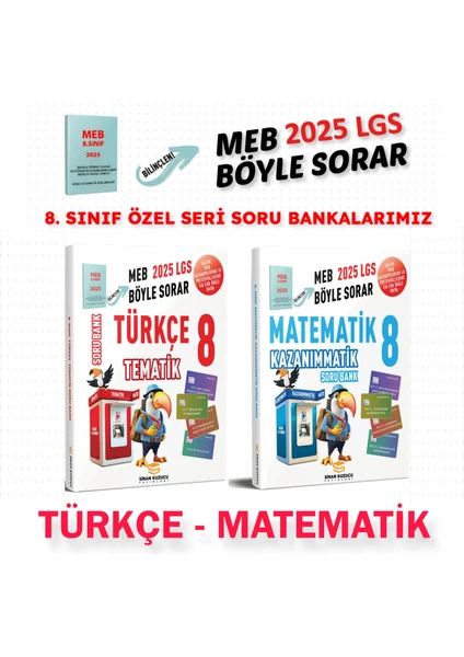 Sinan Kuzucu Yayınları 8. Sınıf LGS Türkçe Tematik - Matematik Kazanım Matik 2'li Soru Bankası Seti