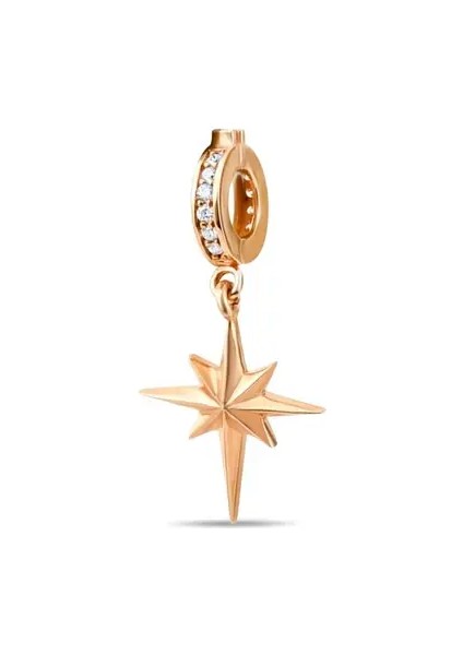 0,08ct Pırlanta Taş Detaylı Kuzey Yıldızı Charm - 14 Ayar Altın S'charm