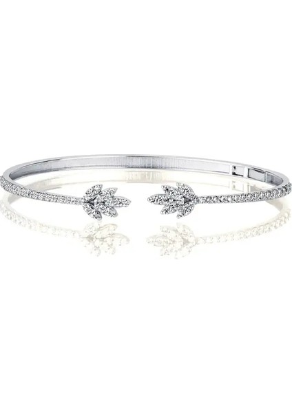 1,44ct Pırlanta Taşlı & Yaprak Motifli Bileklik - 14 Ayar Beyaz Altın Bileklik - Luxury Collection fiyatları