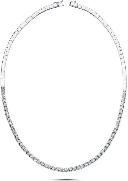 2,05ct Pırlanta Taşlı Su Yolu Kolye - 14 Ayar Beyaz Altın - Luxury Collection