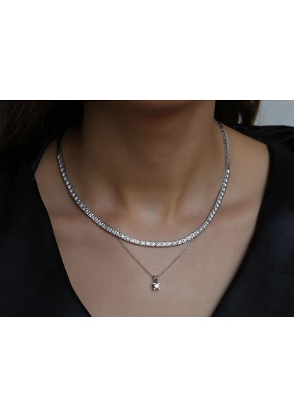 2,05ct Pırlanta Taşlı Su Yolu Kolye - 14 Ayar Beyaz Altın - Luxury Collection indirimleri
