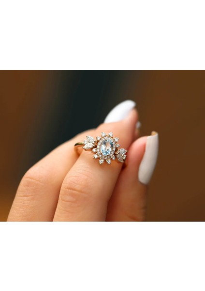 Aquamarine Pırlanta Yüzük modelleri