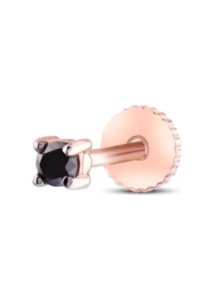 0,10ct Siyah Pırlanta Taşlı Tragus Piercing - 14 Ayar Beyaz Altın Imperius Piercing
