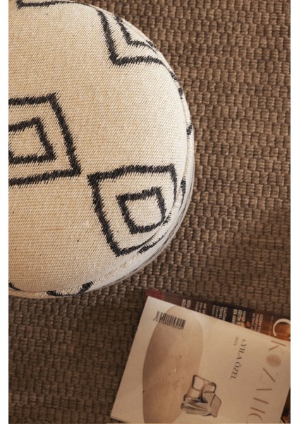 Bliss Siyah Etnik Desenli Krem Puf 45 x H 42 cm 4281 fiyatları