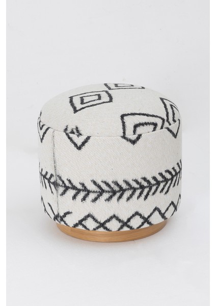 Bliss Siyah Etnik Desenli Krem Puf 45 x H 42 cm 4281 modelleri