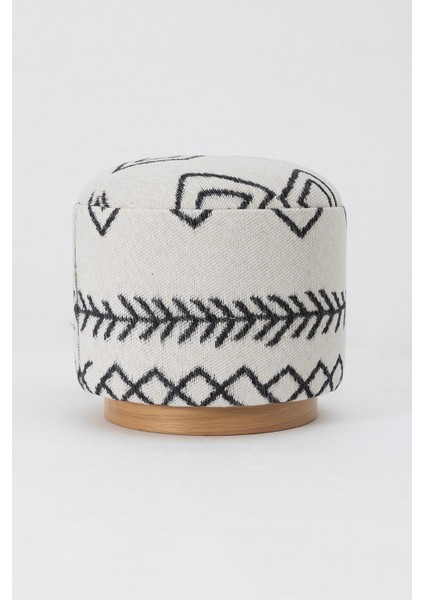 Bliss Siyah Etnik Desenli Krem Puf 45 x H 42 cm 4281 fırsatları